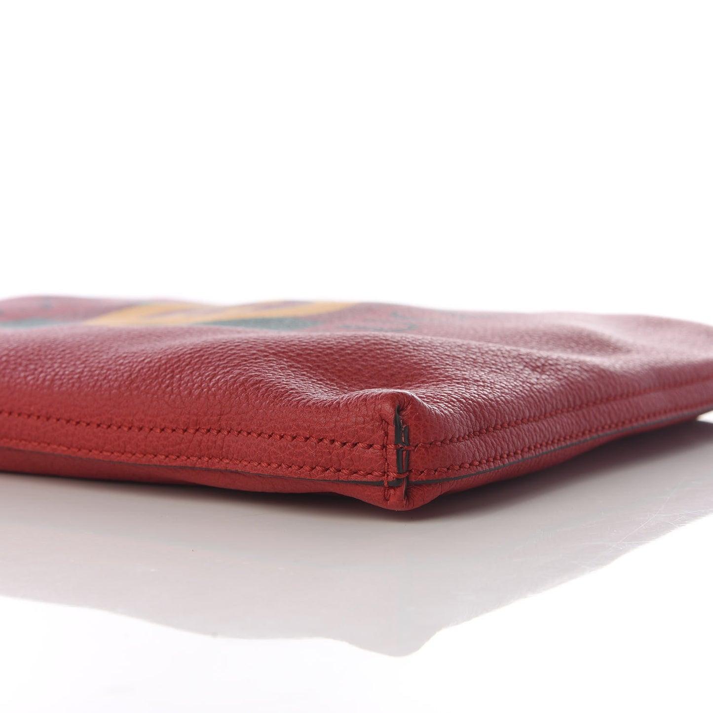 Pebbled Calfskin Medium Logo Portfolio Clutch Hibiscus Red