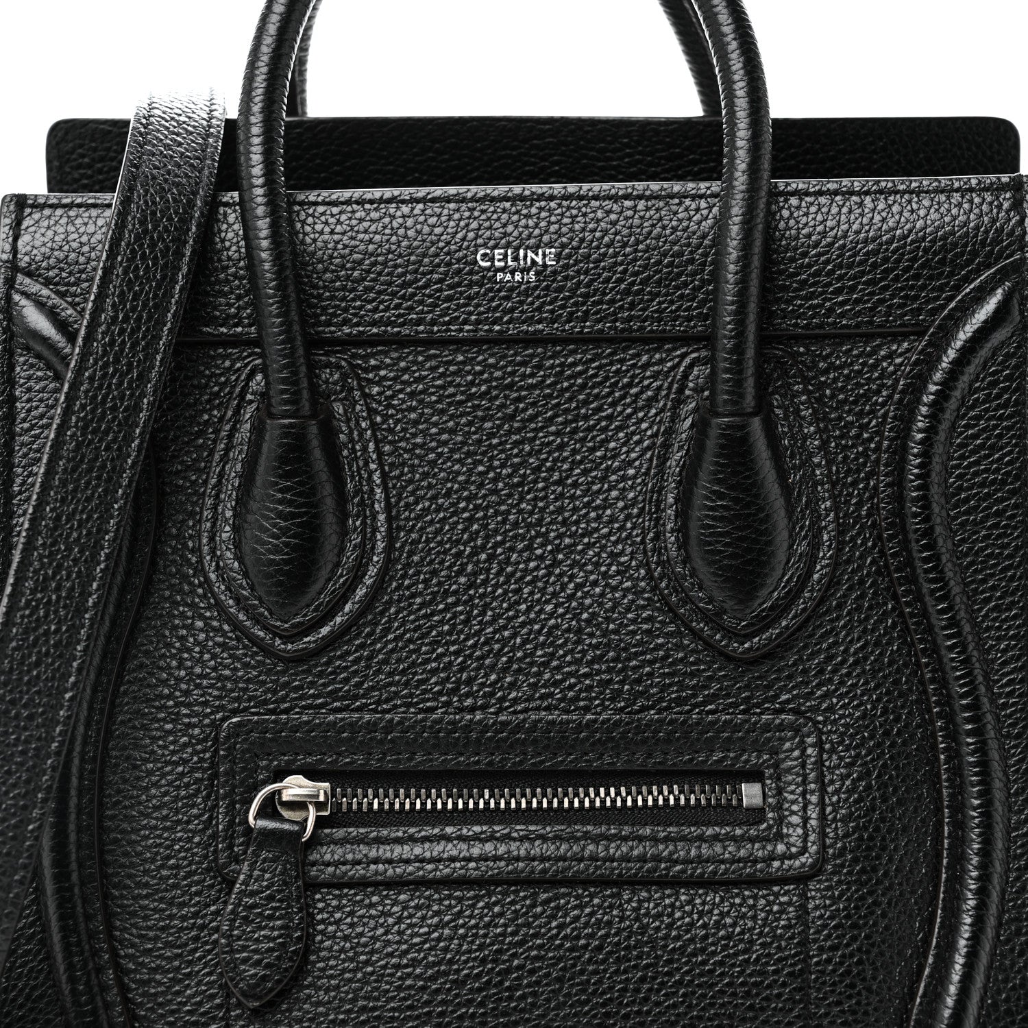 Celine Drummed Calfskin Nano Luggage Black 8 of 10