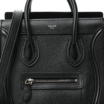 Celine Drummed Calfskin Nano Luggage Black 8 of 10