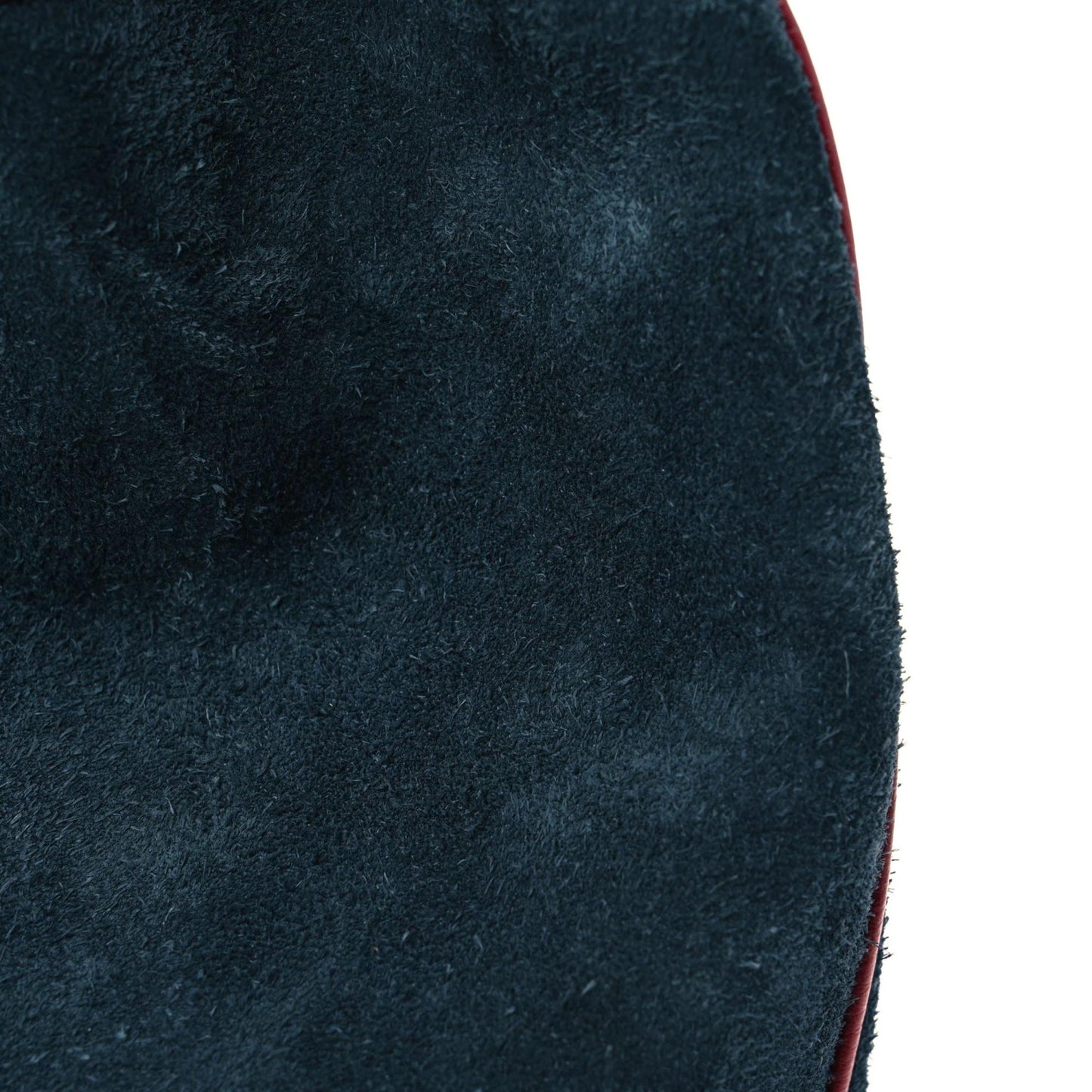 Suede Calfskin Web Medium Rajah Bucket Bag New Blue Romantic Cherry