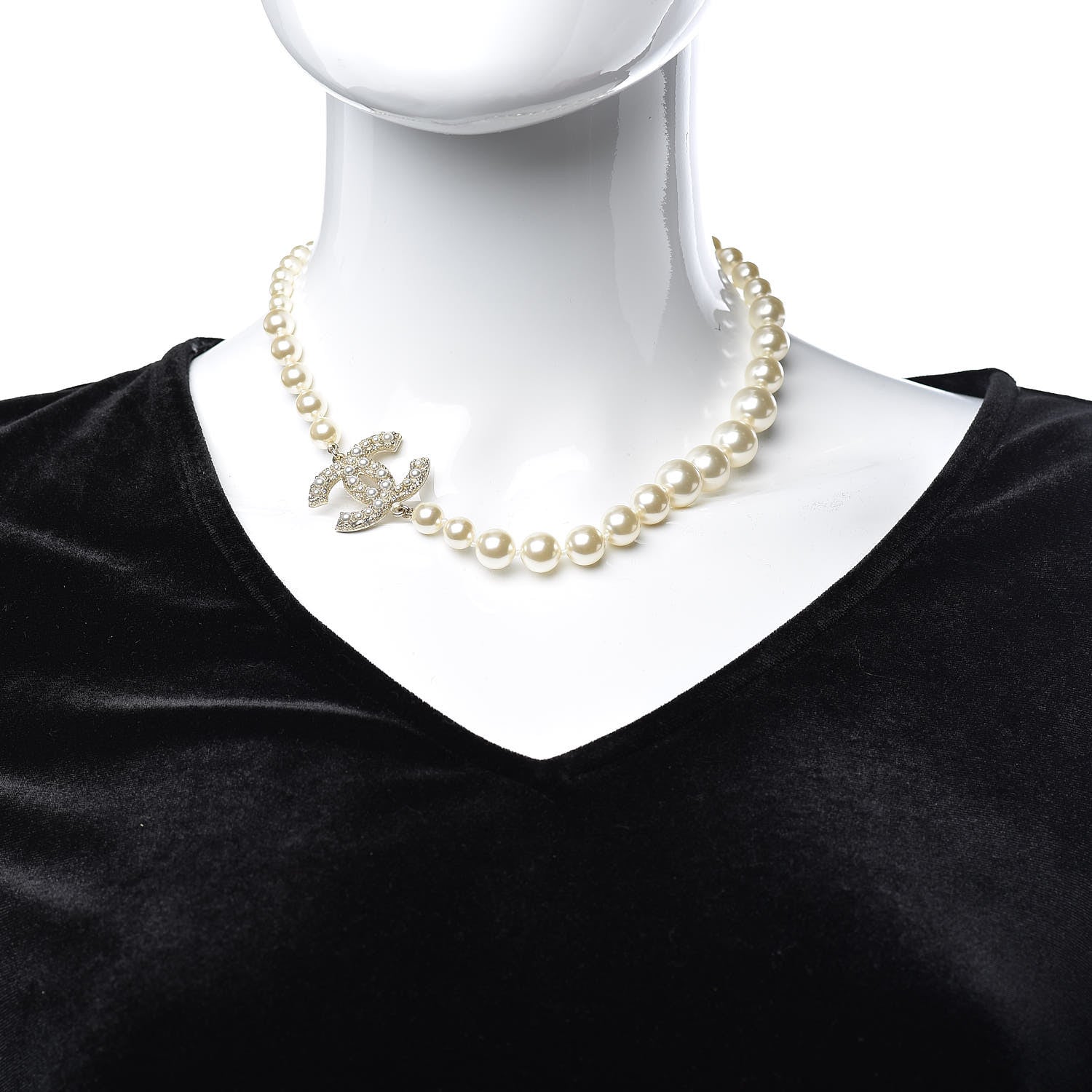 Chanel Pearl CC 100th Anniversary Necklace Light Gold 2 of 8