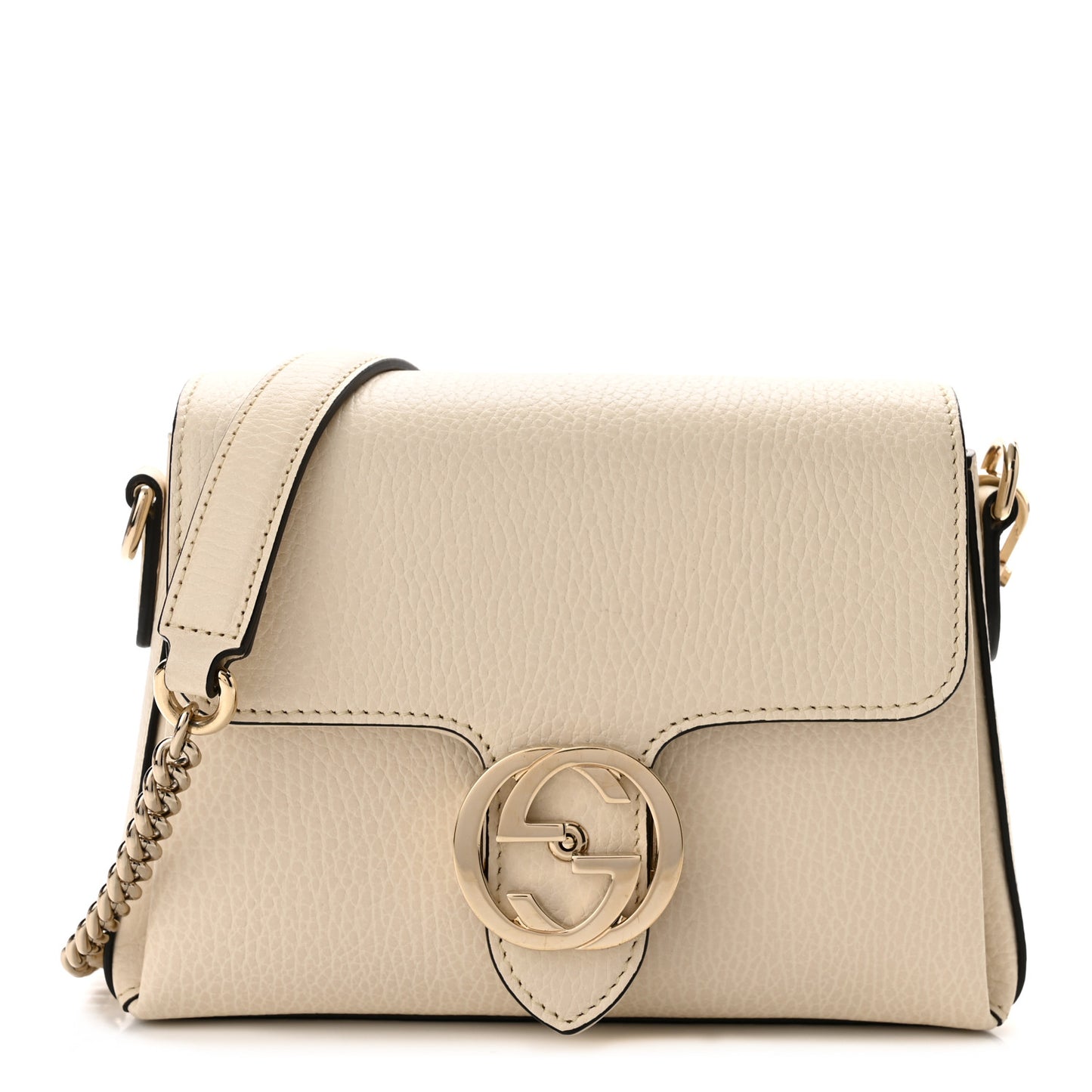 Dollar Calfskin Interlocking G Crossbody Bag Mystic White