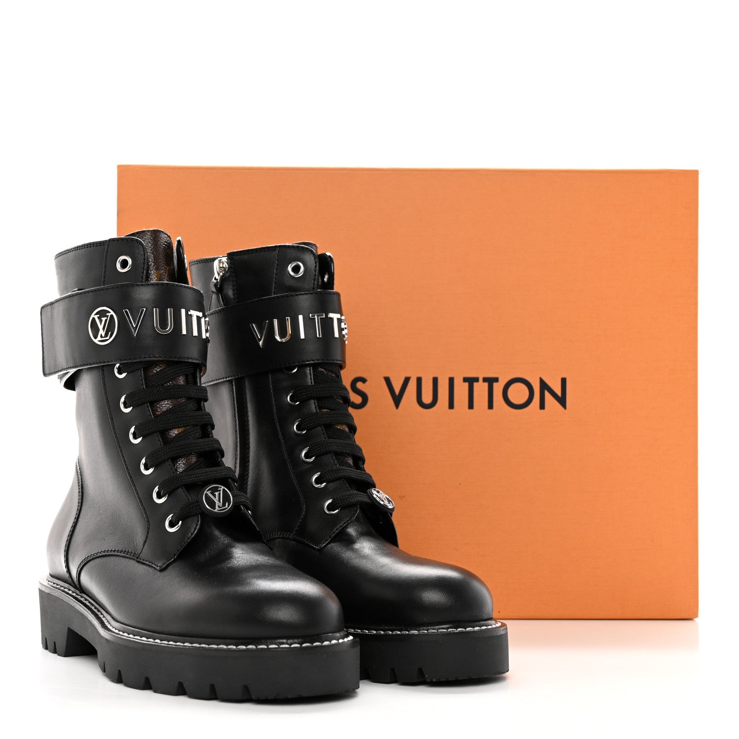 Louis Vuitton Calfskin Monogram Territory Flat Ranger Boots 36 Black 14 of 14