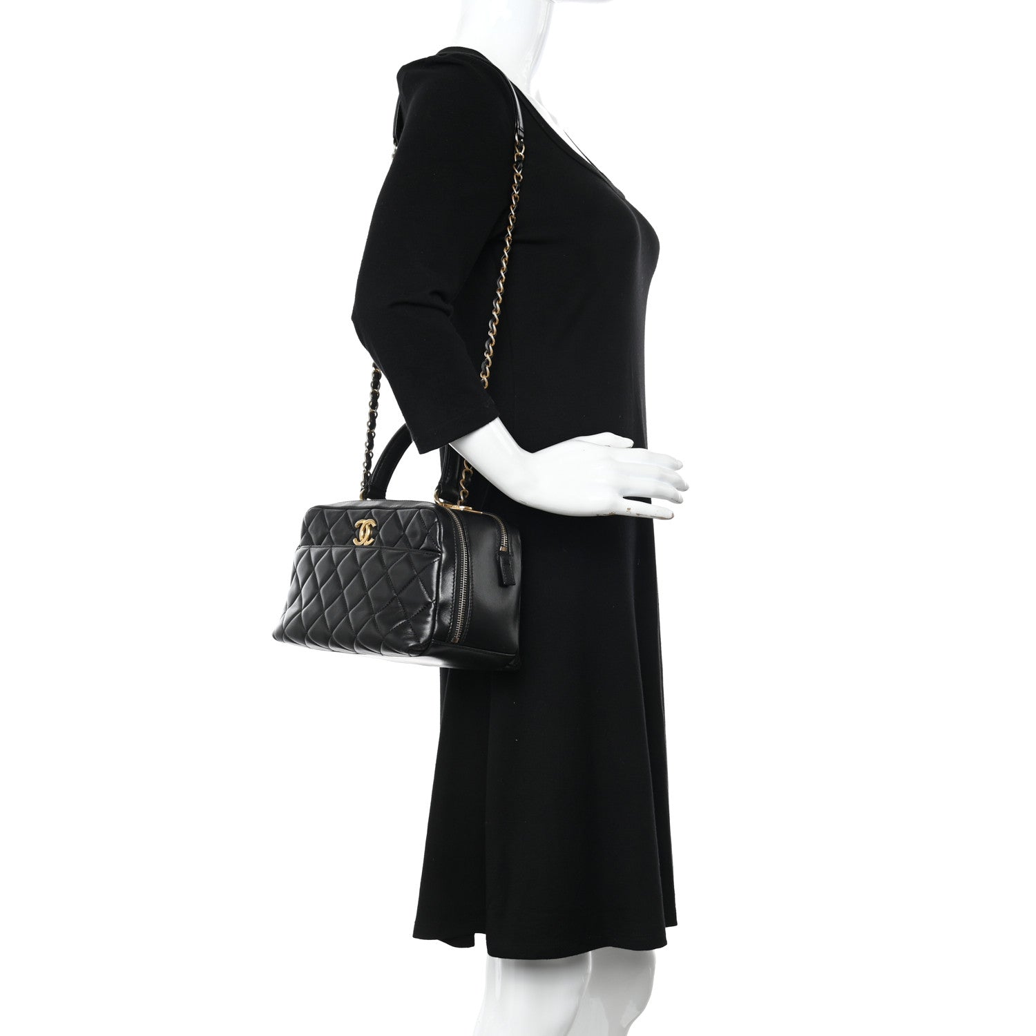 Chanel Lambskin Quilted Medium Trendy CC Bowling Bag Black 2 of 8