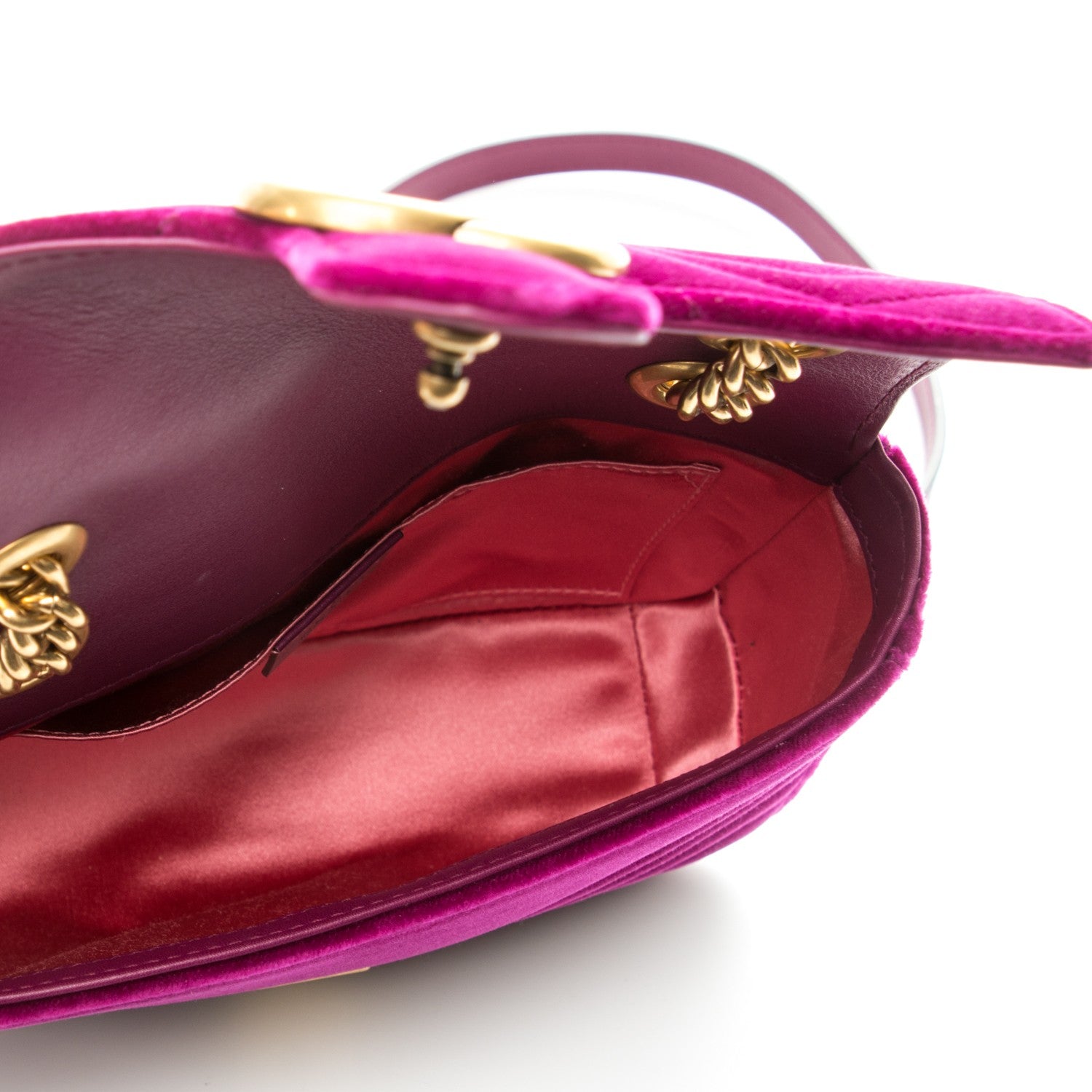 Gucci Velvet Matelasse Mini GG Marmont Shoulder Bag Fuchsia Violet Cyclamen 5 of 7