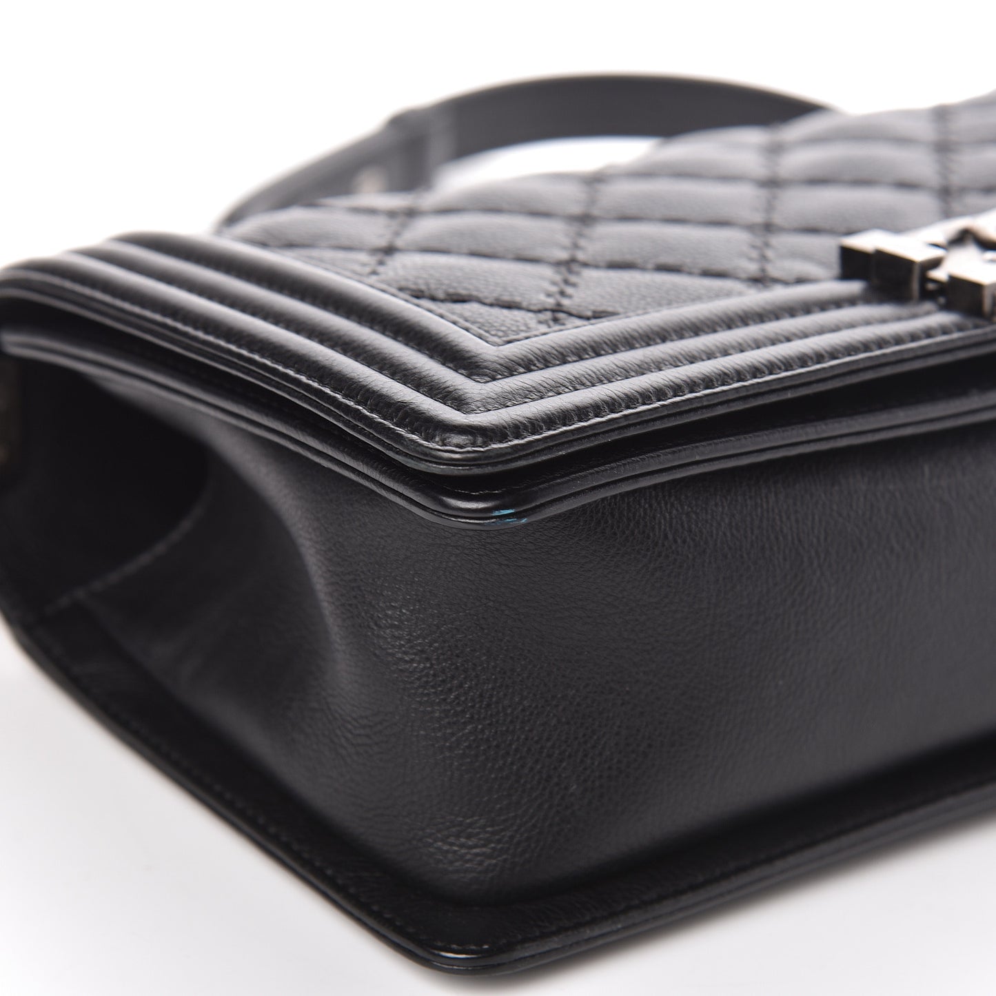 Calfskin Double Stitch Medium Boy Flap Black
