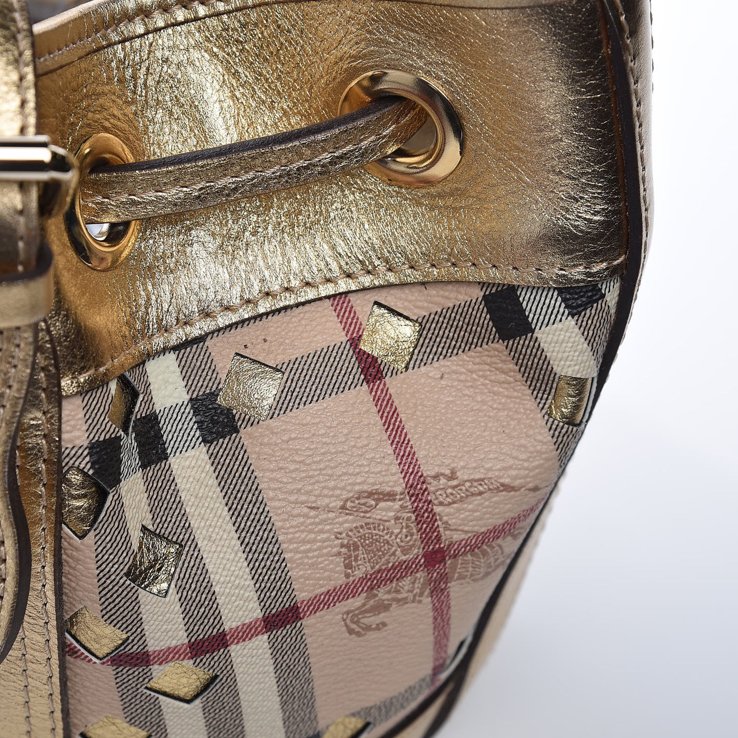 Haymarket Check Drawstring Claudia Bag Gold