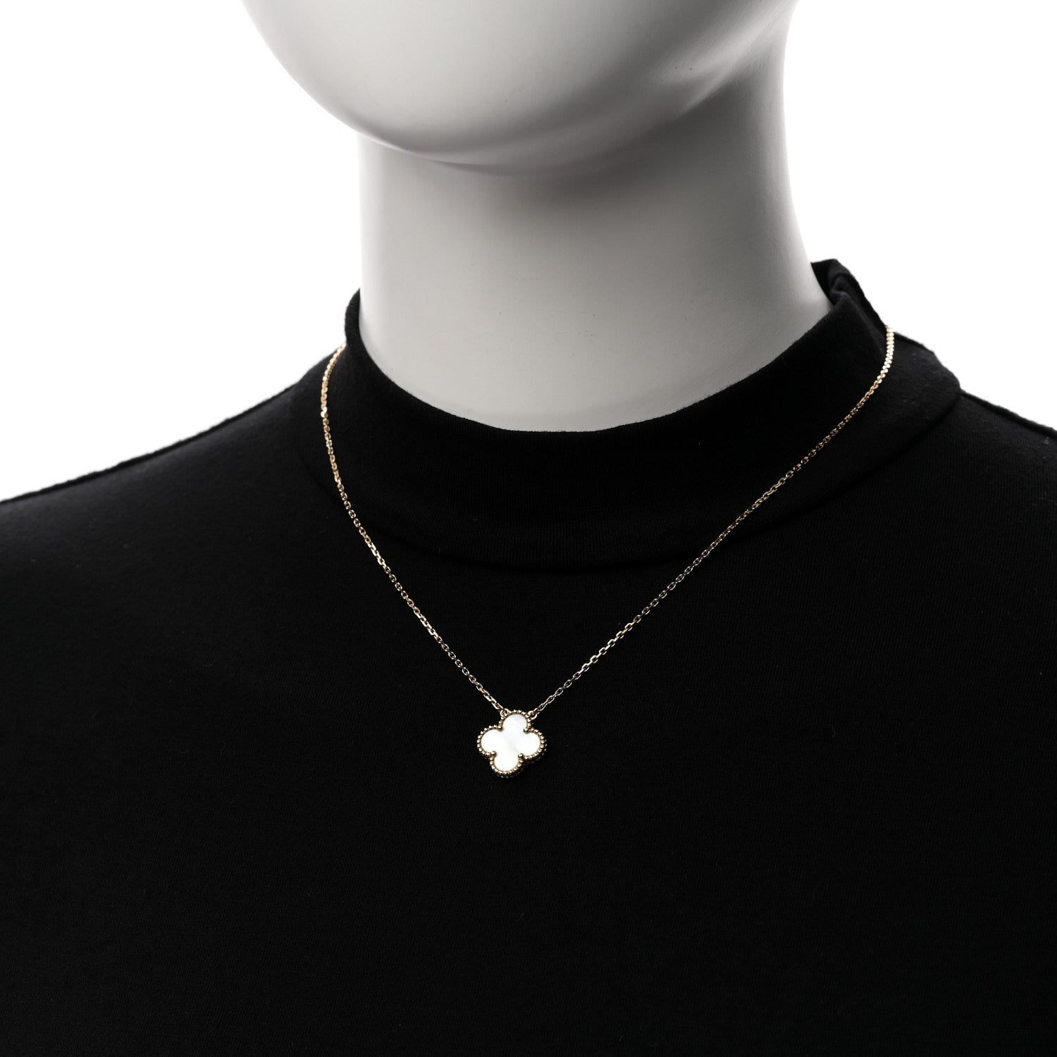Van Cleef & Arpels 18K Yellow Gold Mother of Pearl Vintage Alhambra Pendant Necklace 2 of 7