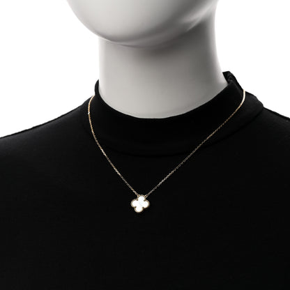 Van Cleef & Arpels 18K Yellow Gold Mother of Pearl Vintage Alhambra Pendant Necklace 2 of 7