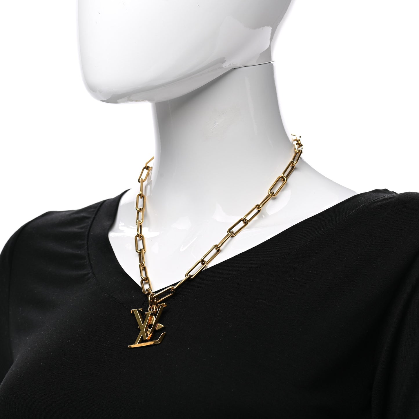 Metal LV Flower Necklace Gold