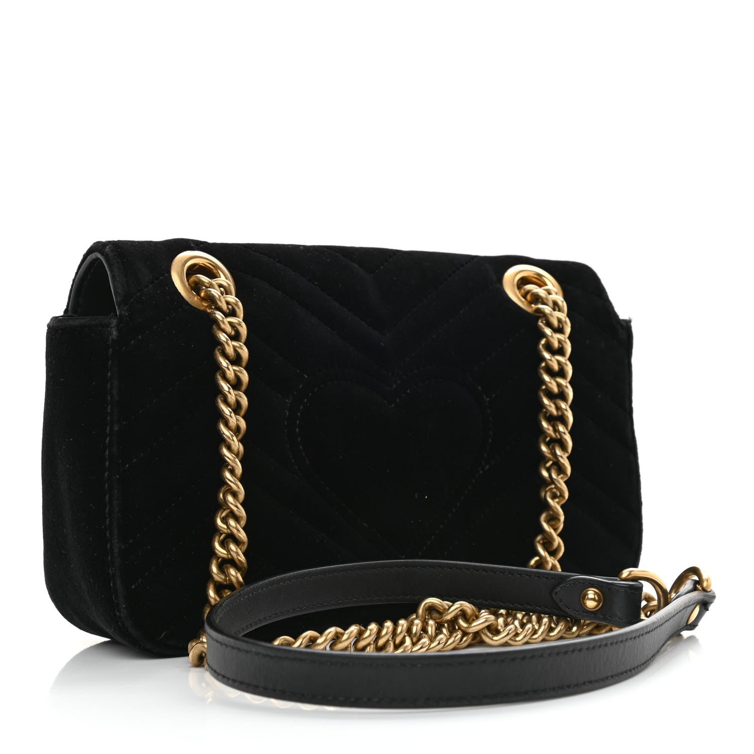 Gucci Velvet Matelasse Mini GG Marmont Shoulder Bag Black 2 of 11