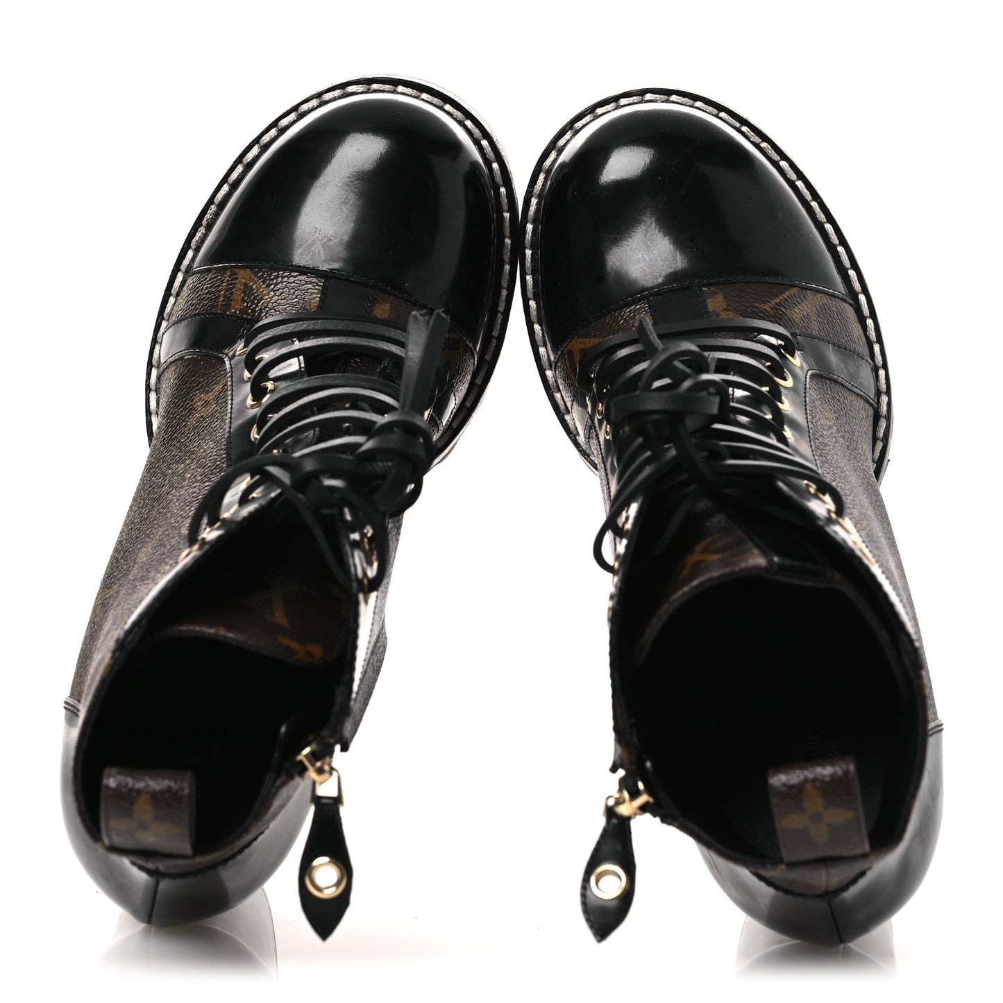 Patent Calfskin Monogram Star Trail Ankle Boots 40 Black