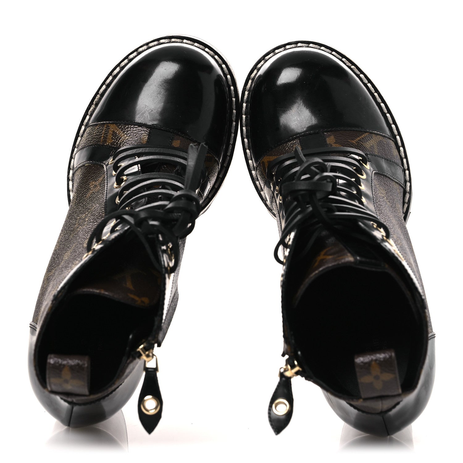 Louis Vuitton Patent Calfskin Monogram Star Trail Ankle Boots 40 Black 2 of 12