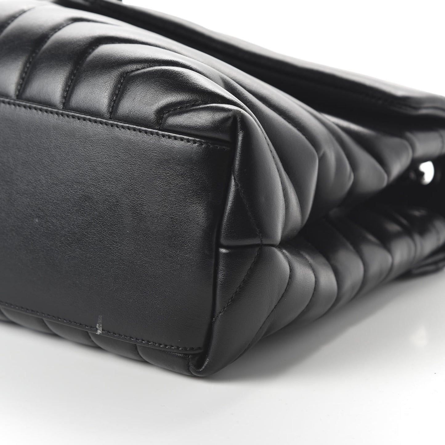 Calfskin Y Quilted Monogram Medium Loulou Chain Satchel Black