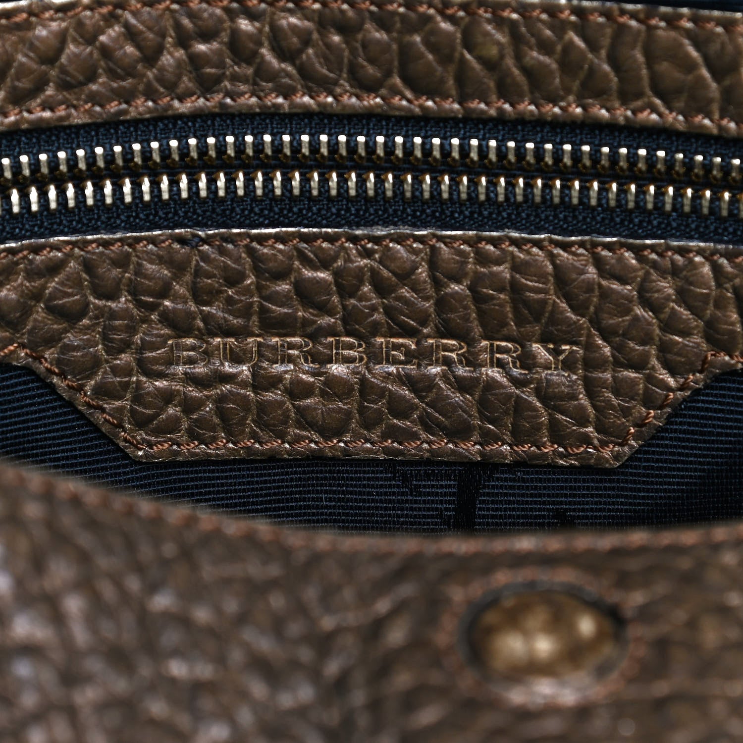 Burberry Metallic Signature Grain Medium Lindburn Hobo Gold 6 of 13