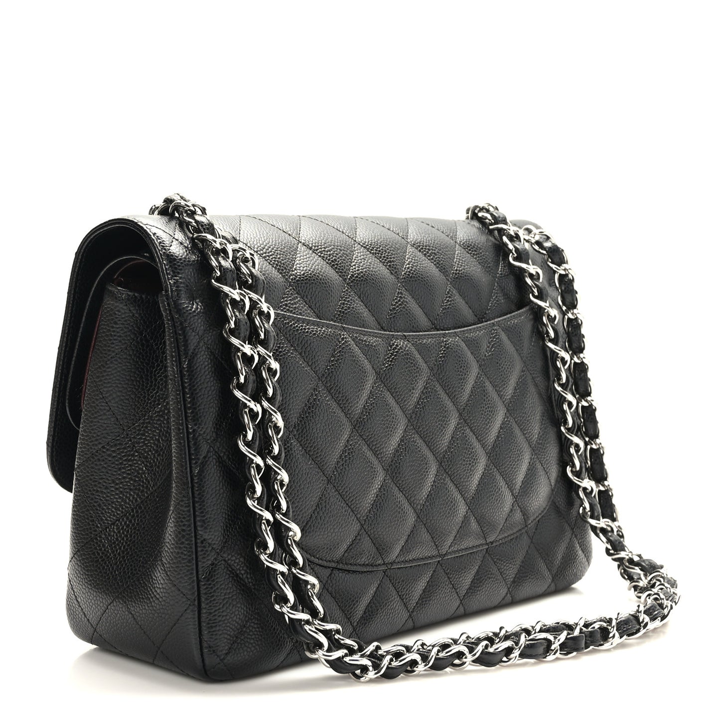 Caviar Quilted Jumbo Double Flap Black