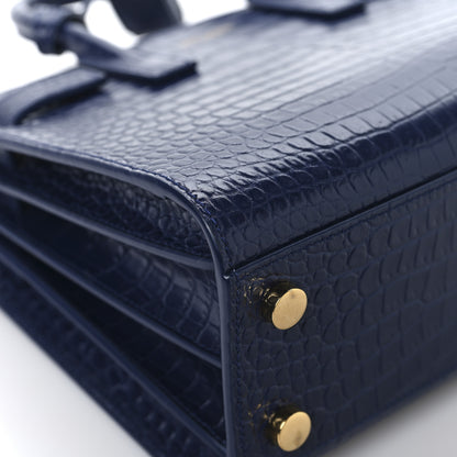 Saint Laurent Calfskin Crocodile Embossed Nano Sac De Jour Saphir 10 of 14