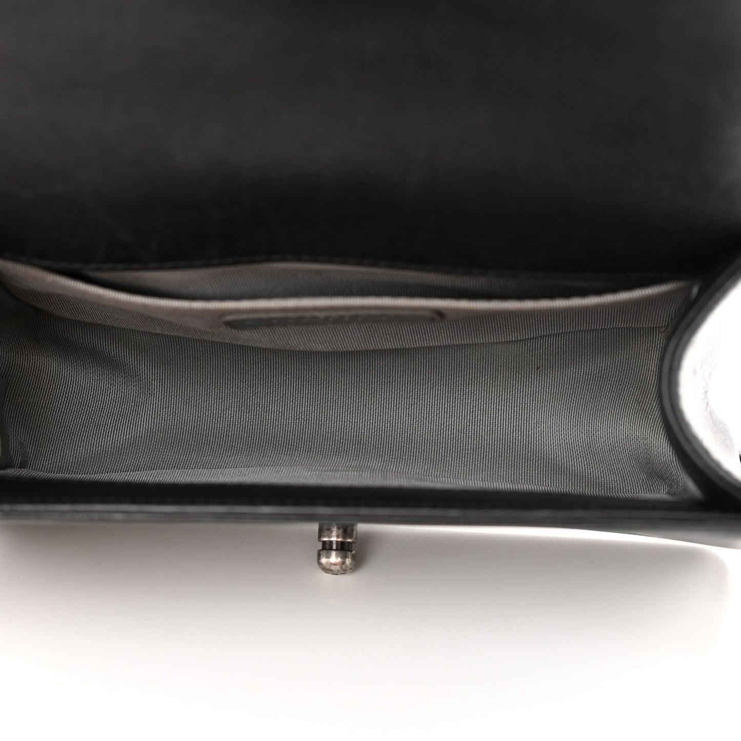 Calfskin Double Stitch Small Boy Flap Black