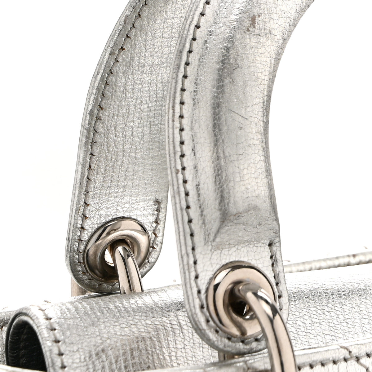 Christian Dior Metallic Grained Calfskin Cannage Small Lucky Badges My Lady Dior Silver 11 of 16