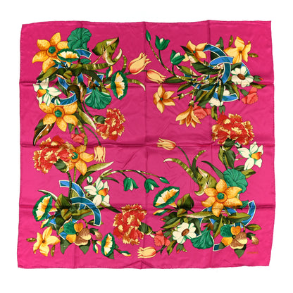 Chanel Silk Floral CC Square Scarf Pink Multicolor 1 of 5