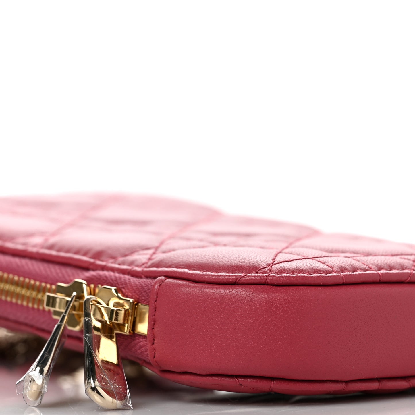 Lambskin Cannage Lady Dior Phone Holder Red