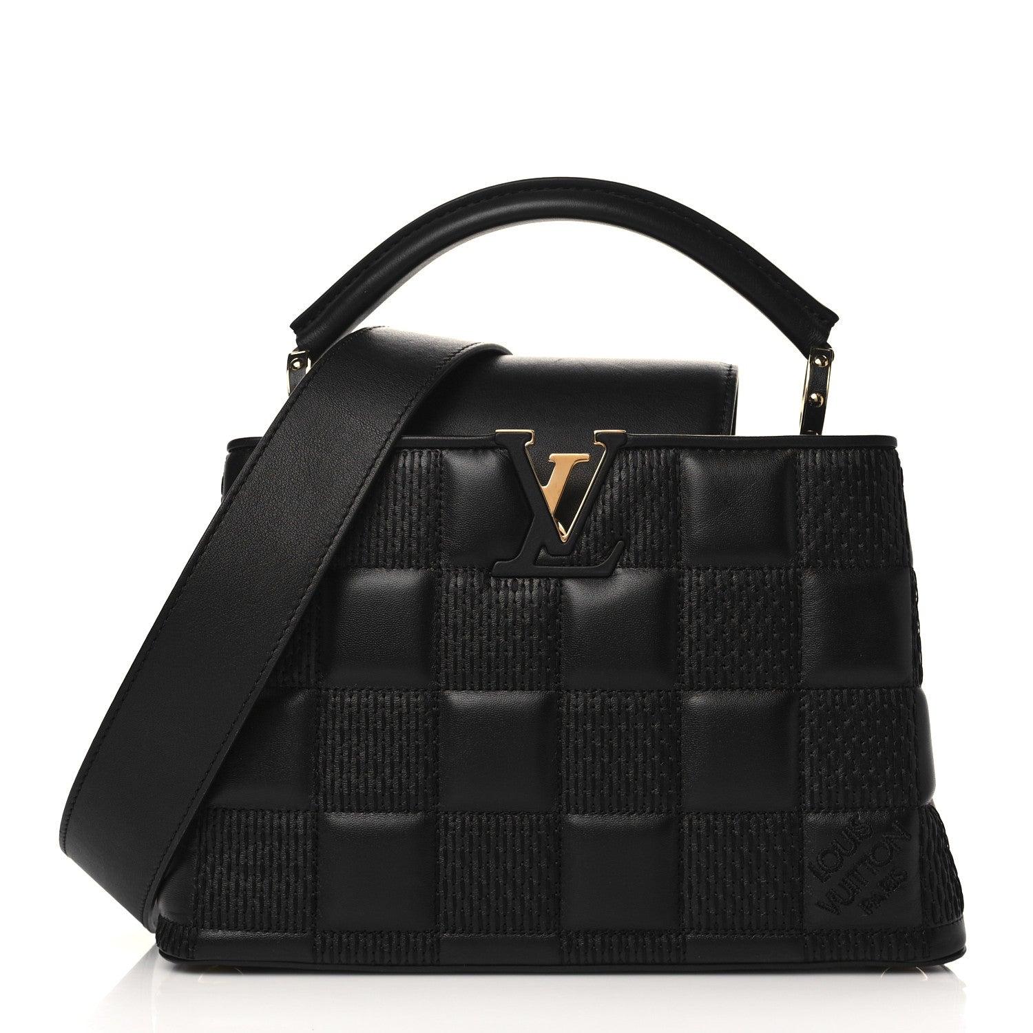 Louis Vuitton Lambskin Damier Quilt Capucines BB Matte Black 1 of 9