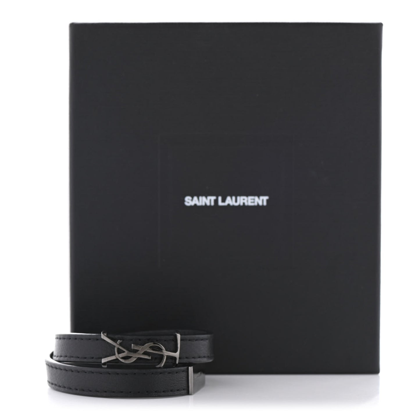 Calfskin Opyum Double Wrap Bracelet M Black