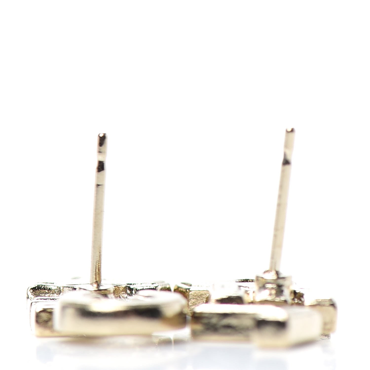 Chanel Crystal Pearl Signature Stud Earrings Gold 3 of 4