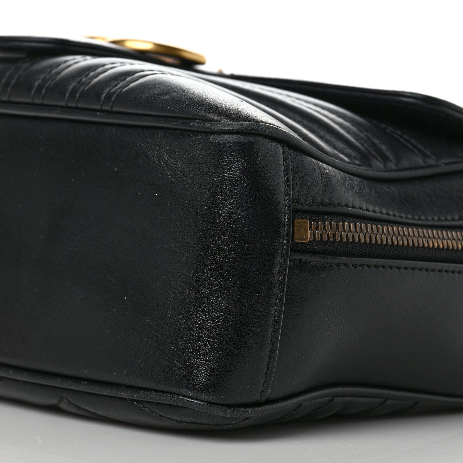 Gucci Calfskin Matelasse Sylvie Web Small GG Marmont Top Handle Shoulder Bag Black 9 of 14