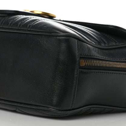 Gucci Calfskin Matelasse Sylvie Web Small GG Marmont Top Handle Shoulder Bag Black 9 of 14