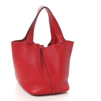 Hermes Taurillon Clemence Picotin Lock 22 MM Rouge Casaque 3 of 10