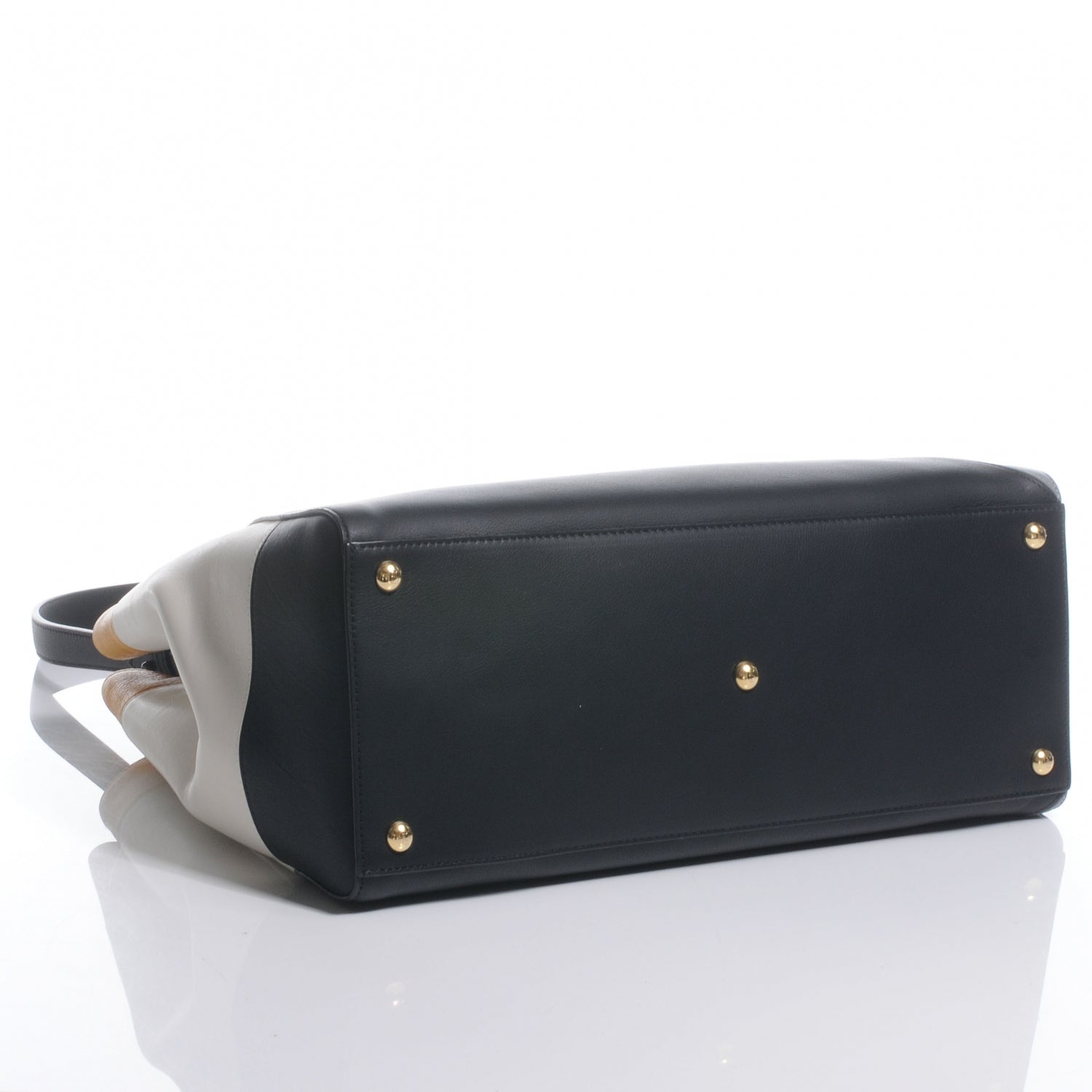 Fendi Vitello Colorblock Medium 2Jours Tote White Multicolor Girasole Black 4 of 9