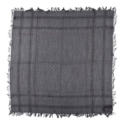 Gucci Wool Silk GG Monogram Diamante Plaid Cavendish Square Shawl Black Grey 1 of 4