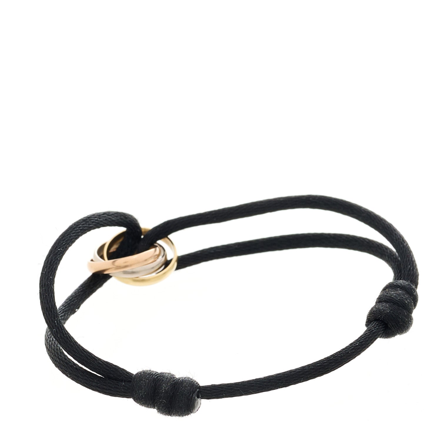 Cartier 18K Pink Yellow White Gold Trinity Adjustable Cord Bracelet Black 2 of 6