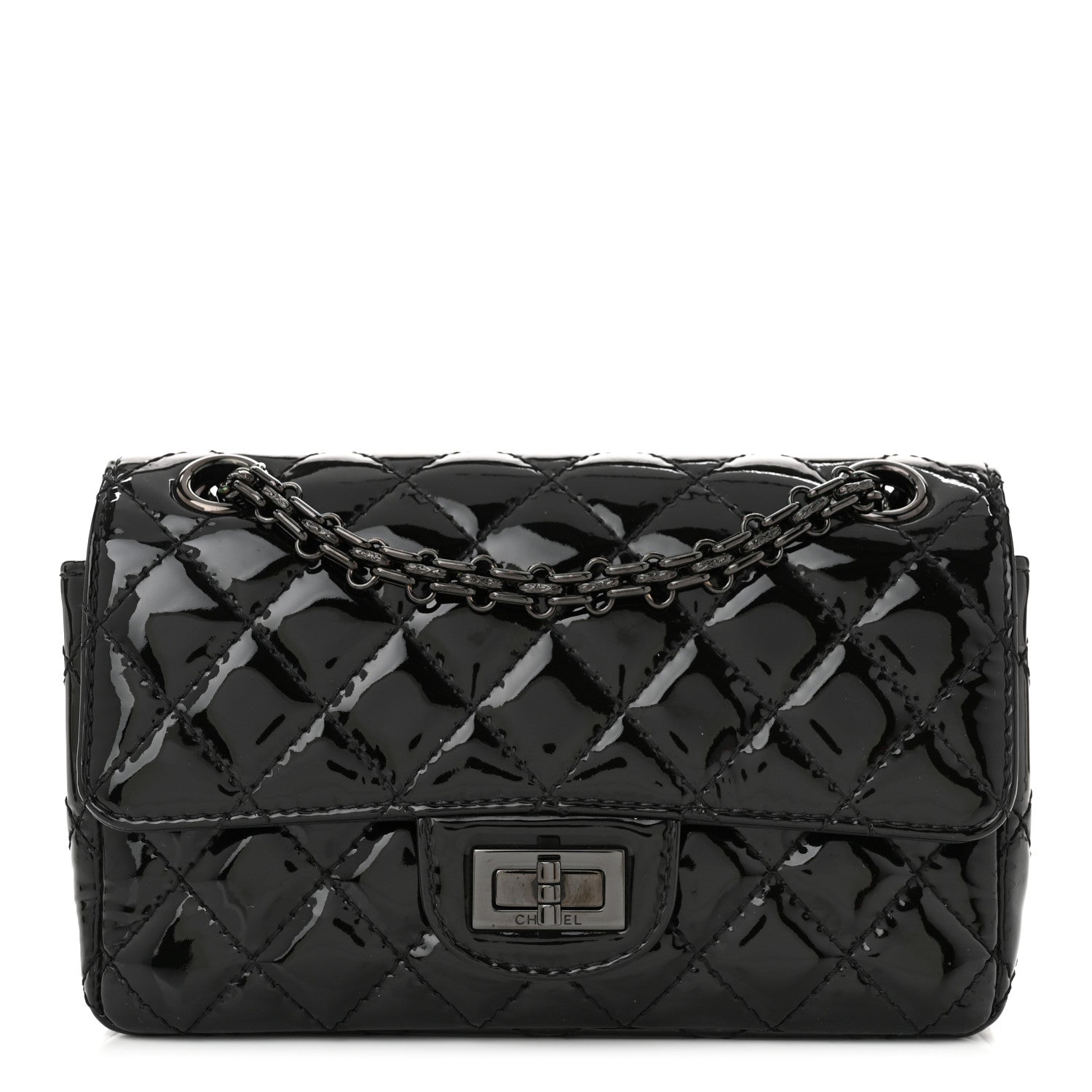Chanel Patent Calfskin Quilted 2.55 Reissue Mini Flap So Black 1 of 10