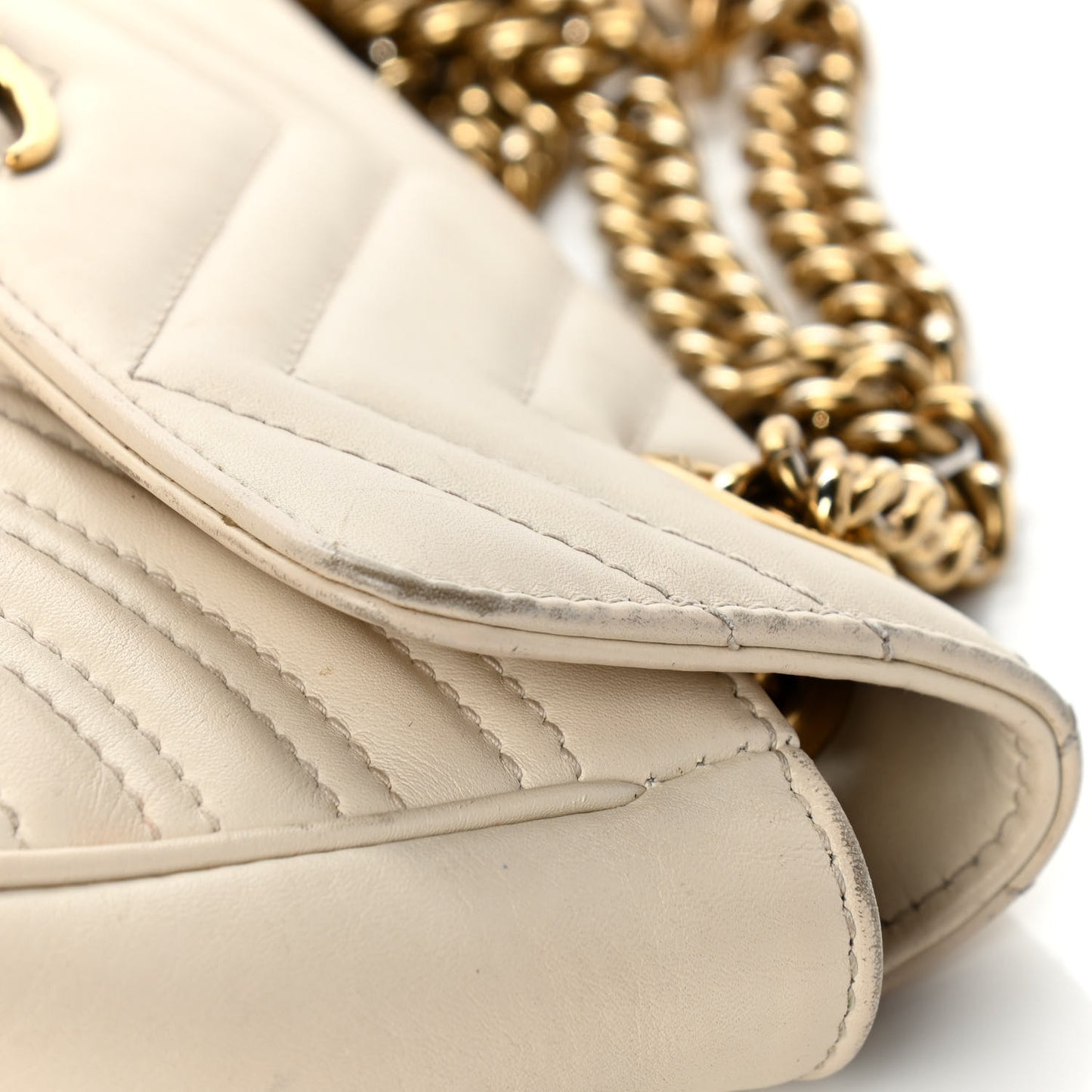 Calfskin Matelasse Mini GG Marmont Shoulder Bag White