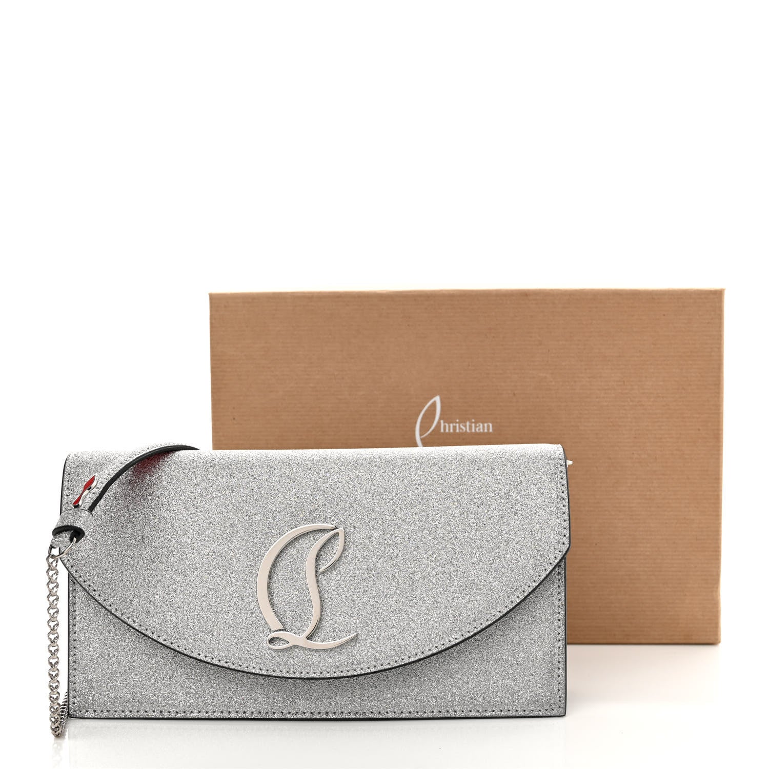 Christian Louboutin Glitter Calfskin Loubi54 Crossbody Clutch Silver 13 of 13