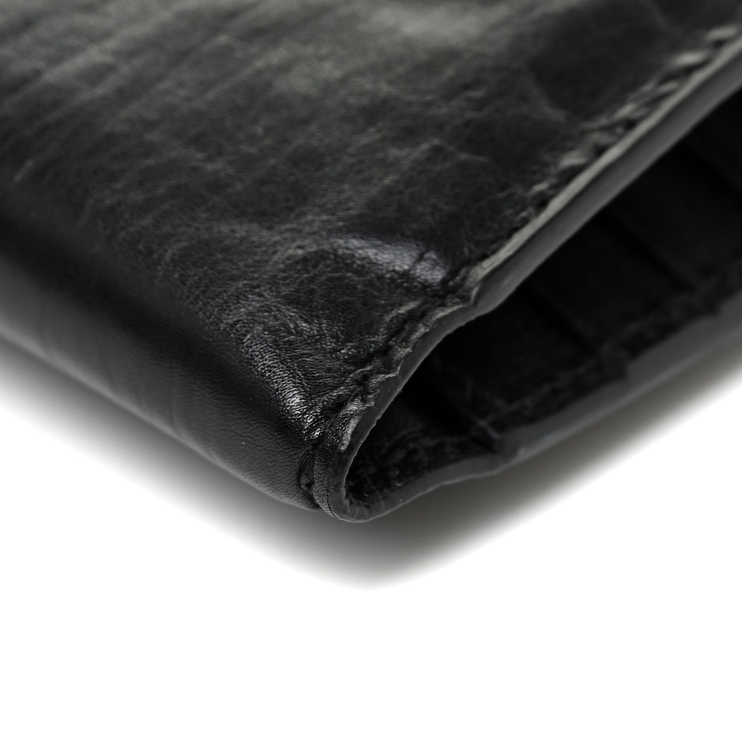 Calfskin Padded Bi Fold Clutch Black