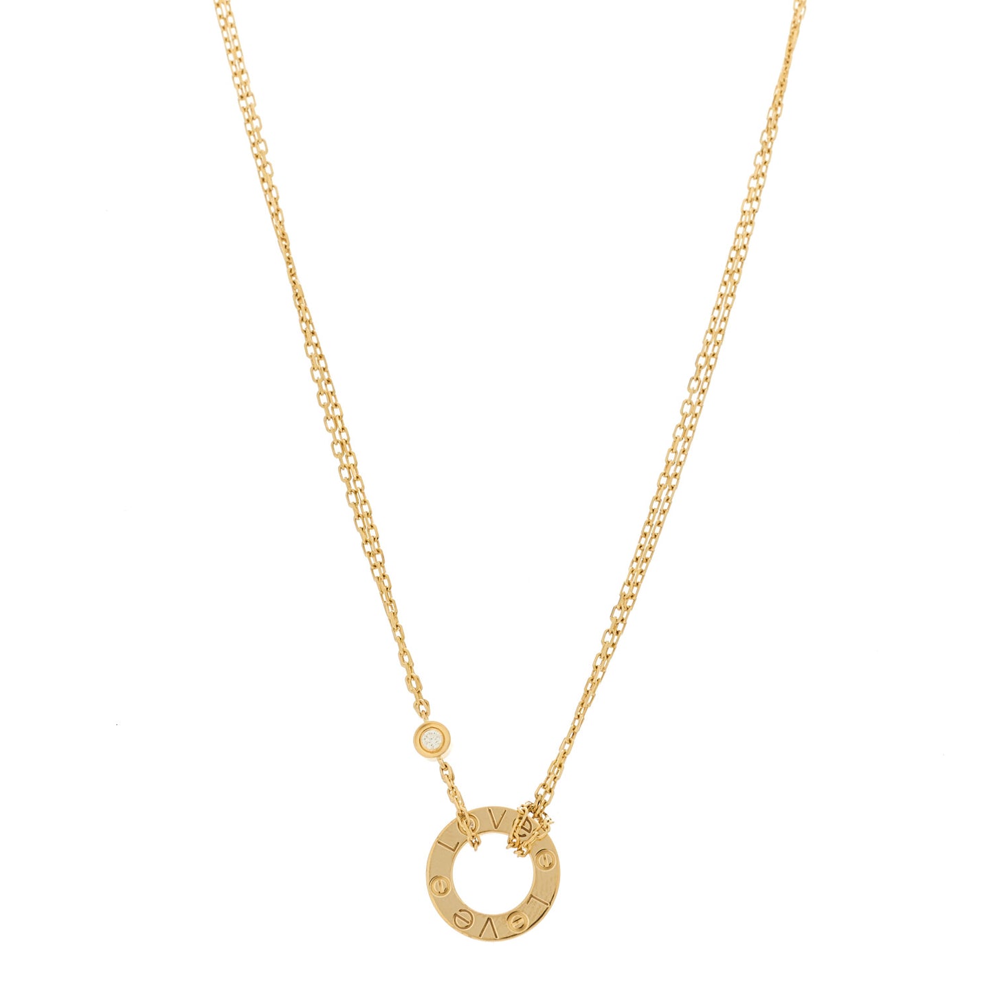 18K Yellow Gold 2 Diamond LOVE Necklace