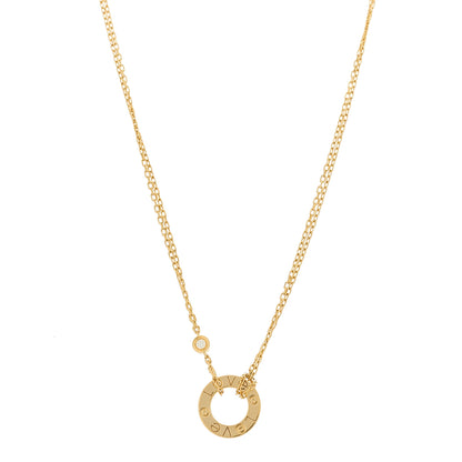 Cartier 18K Yellow Gold 2 Diamond LOVE Necklace 1 of 5