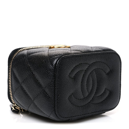 Chanel Caviar Quilted Sweetheart Mini Vanity Case Black 4 of 10