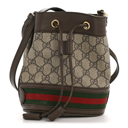 Gucci GG Supreme Monogram Web Mini Ophidia Bucket Bag Brown 1 of 11