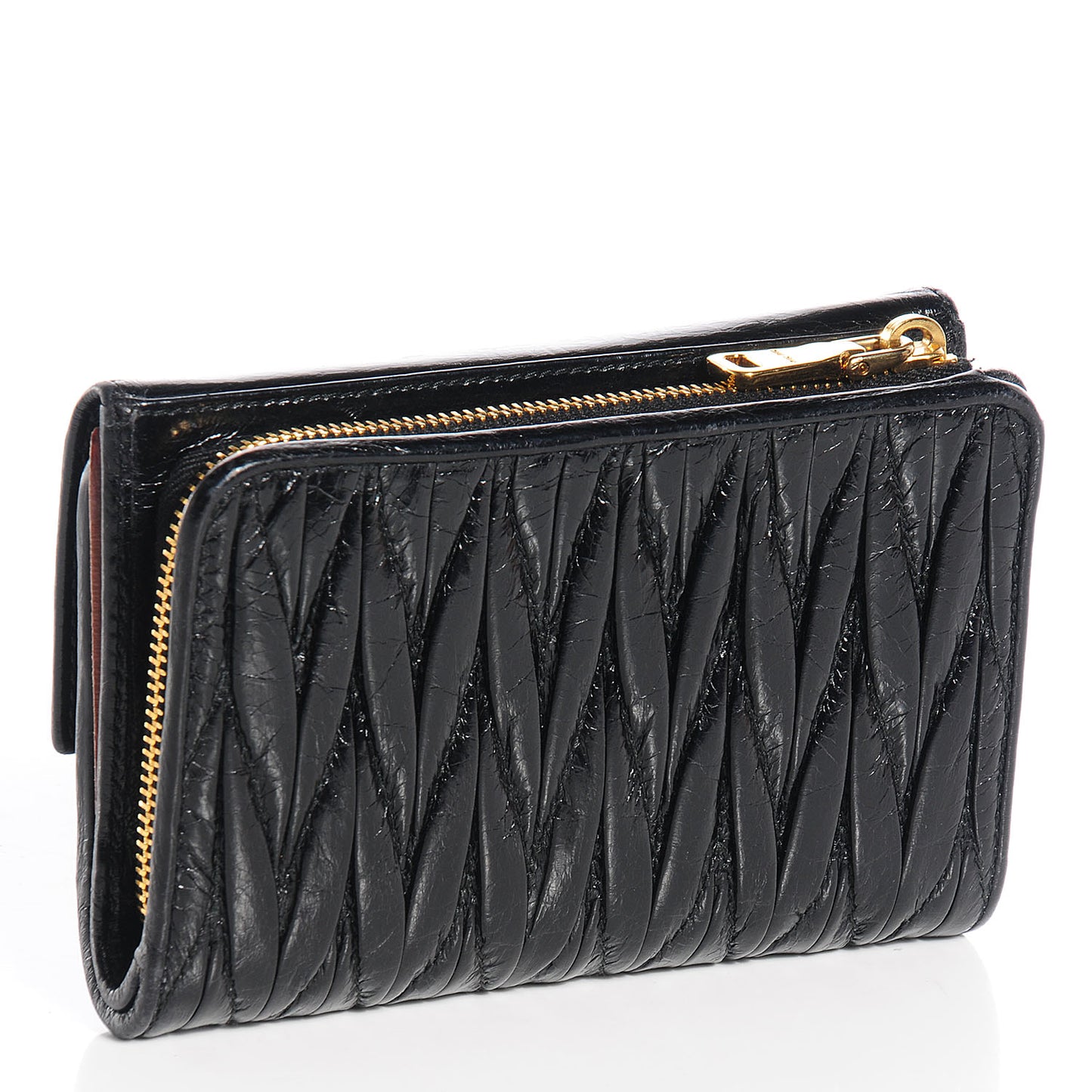 Matelasse Lux Bi-Fold Flap Wallet Nero Black