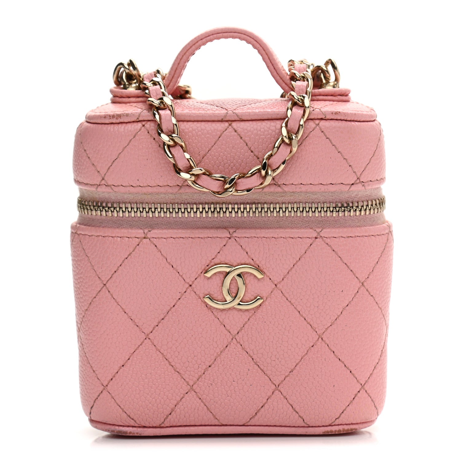 Chanel Caviar Quilted Small Handle With Care Vanity Case With Chain Pink 1 of 13