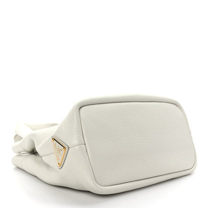 Prada Vitello Daino Soft Perforated Logo Tote White 4 of 8