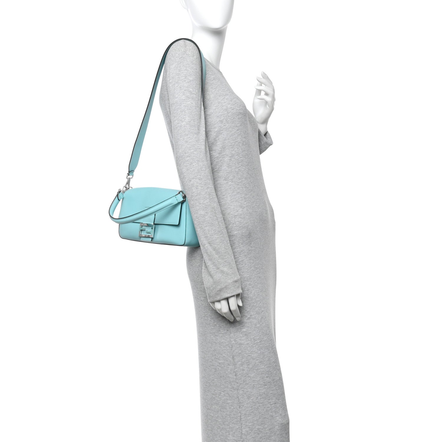 Fendi X TIFFANY Nappa Silver Baguette Blue Tiffany Silver 2 of 11