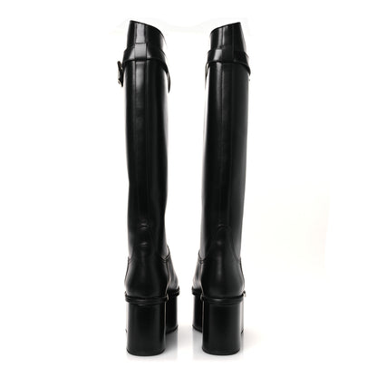 Loewe Calfskin Wedge Riding Boots 38 Black 6 of 10
