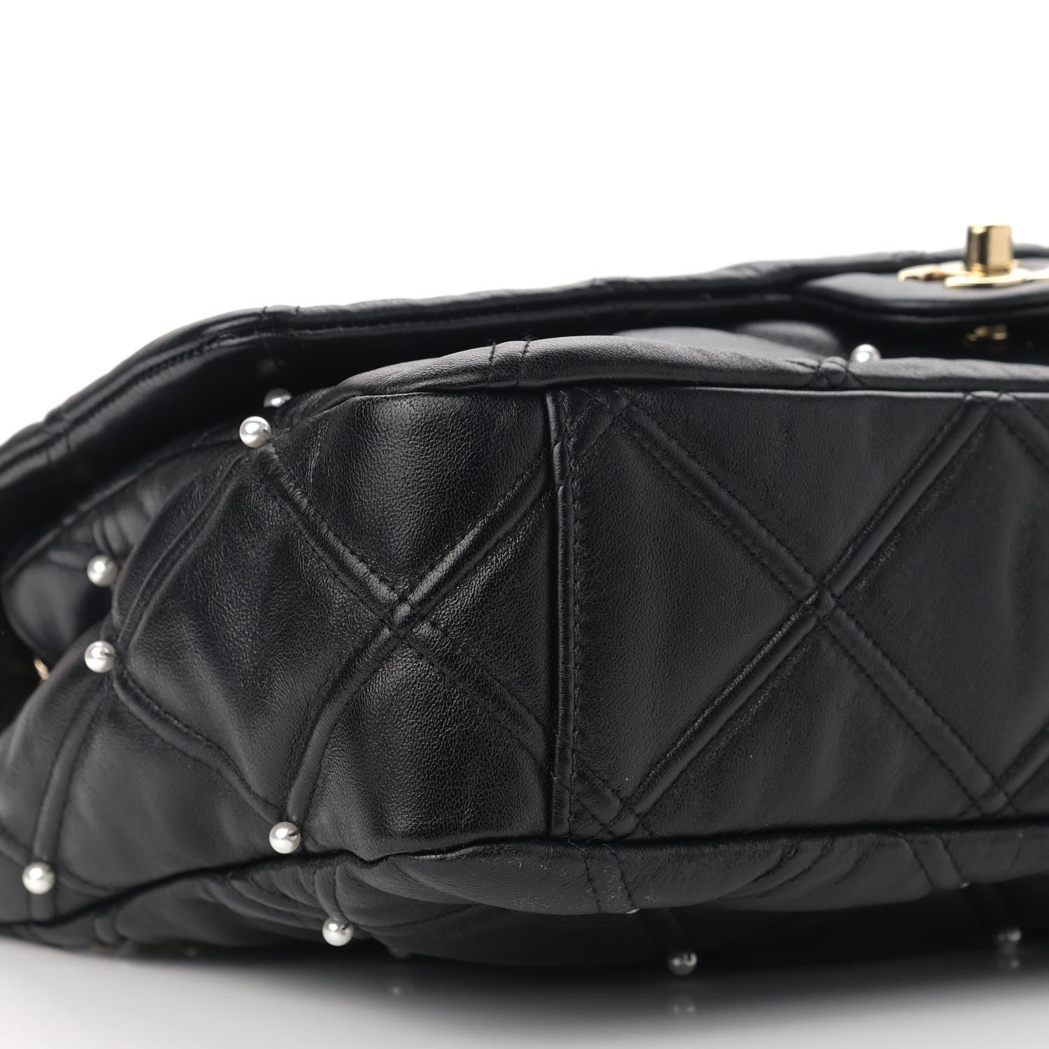 Chanel Lambskin Quilted Pearl Studded Flap Black 8 of 9