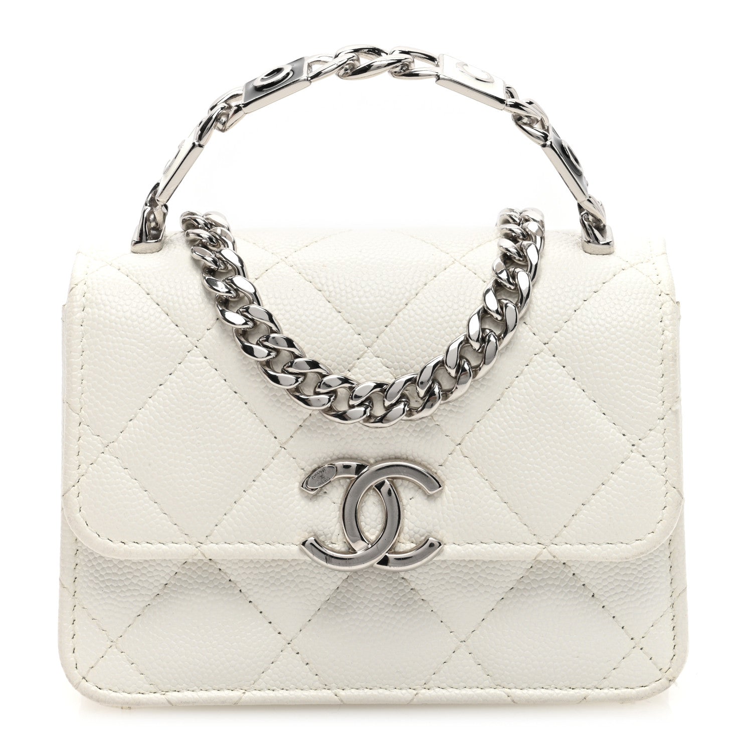 Chanel Caviar Quilted Pick Me Up Clutch With Chain White 1 of 11