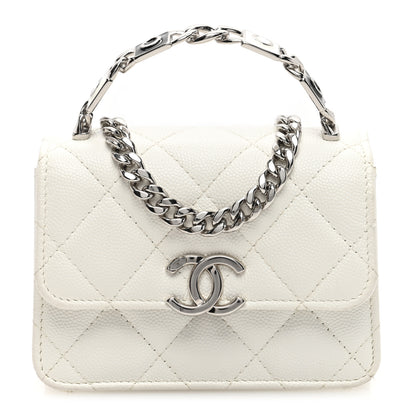 Chanel Caviar Quilted Pick Me Up Clutch With Chain White 1 of 11